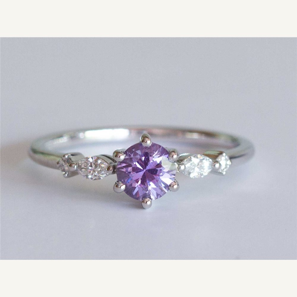 Alita round lavender sapphire and diamond ring