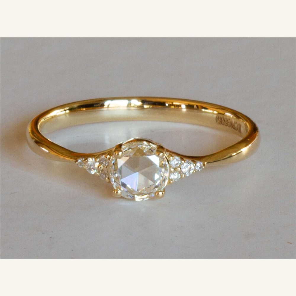 Sophia round rose-cut white diamond engagement ring