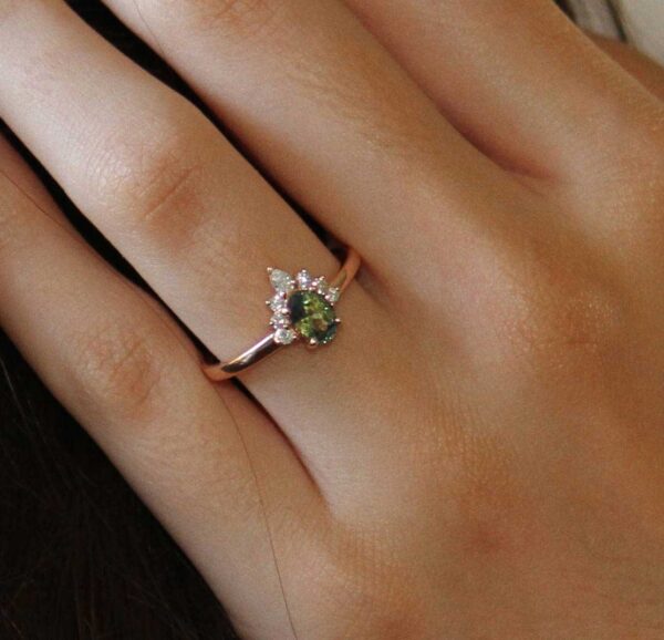 golden ring | custom made gemstone ring | divine elements
