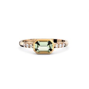 green quartz and diamond engagement ring | divine elements