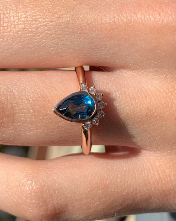 blue topaz ring | custom made gemstone ring | divine elements