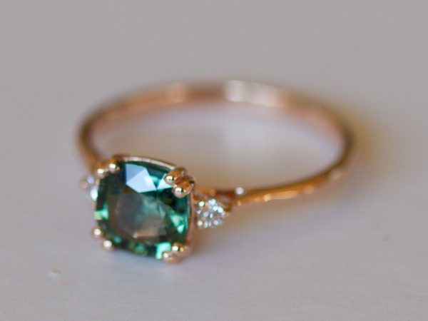 Bi Colour Sapphire and Diamond Engagement Ring