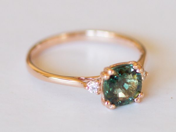 Bi Colour Sapphire and Diamond Engagement Ring