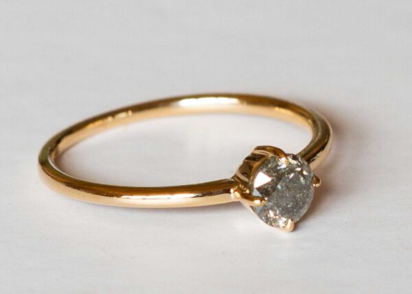 solitaire salt Pepper diamond ring | custom made gemstone ring | divine elements