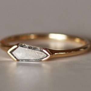 Salt Pepper Shield Cut Ring