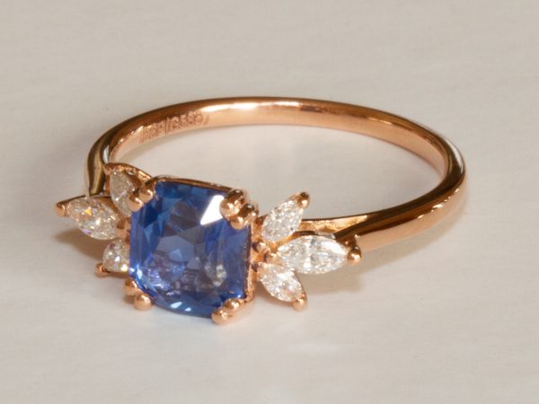 Alessandra Ceylon Sapphire and Marquise Diamond Ring