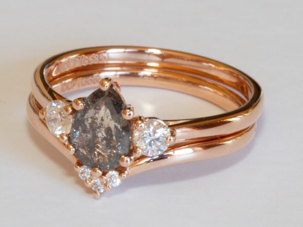 Galilea Pear Salt and Pepper Diamond Ring
