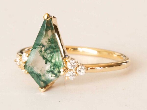 Aurora | Kite Moss Agate Diamond Engagement Ring | Divine Elements