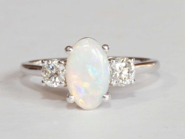 Olympia White Opal Engagement Ring