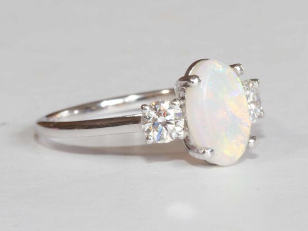 white fire opal ring | custom made gemstone ring | divine elements