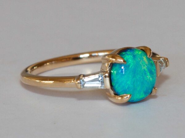 lightning ridge opal and diamond ring | custom made gemstone ring | divine elements