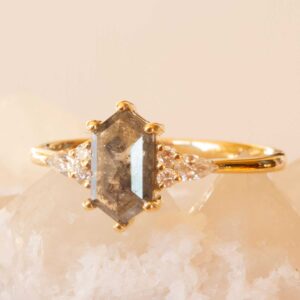 Salt and Pepper Diamond Engagement Ring -Sabina | Divine Elements