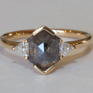 Salt and Pepper Trilliant Diamond Engagement Ring | Divine Elements