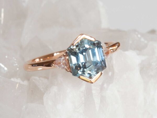 Geometric Pastel Sapphire Engagement Ring