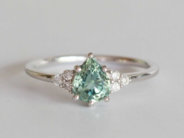 Mint Green Pear Sapphire Ring