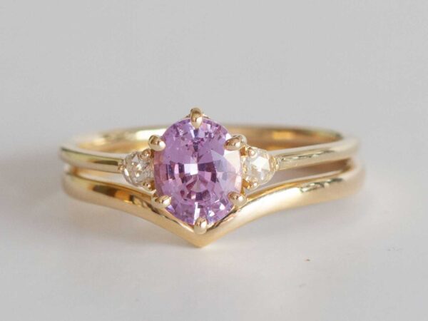 Lilac Oval Sapphire and Rose Cut Diamond Ring - Rosana