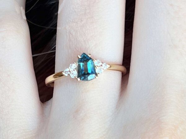 teal sapphire gold ring | custom made gemstone ring | divine elements